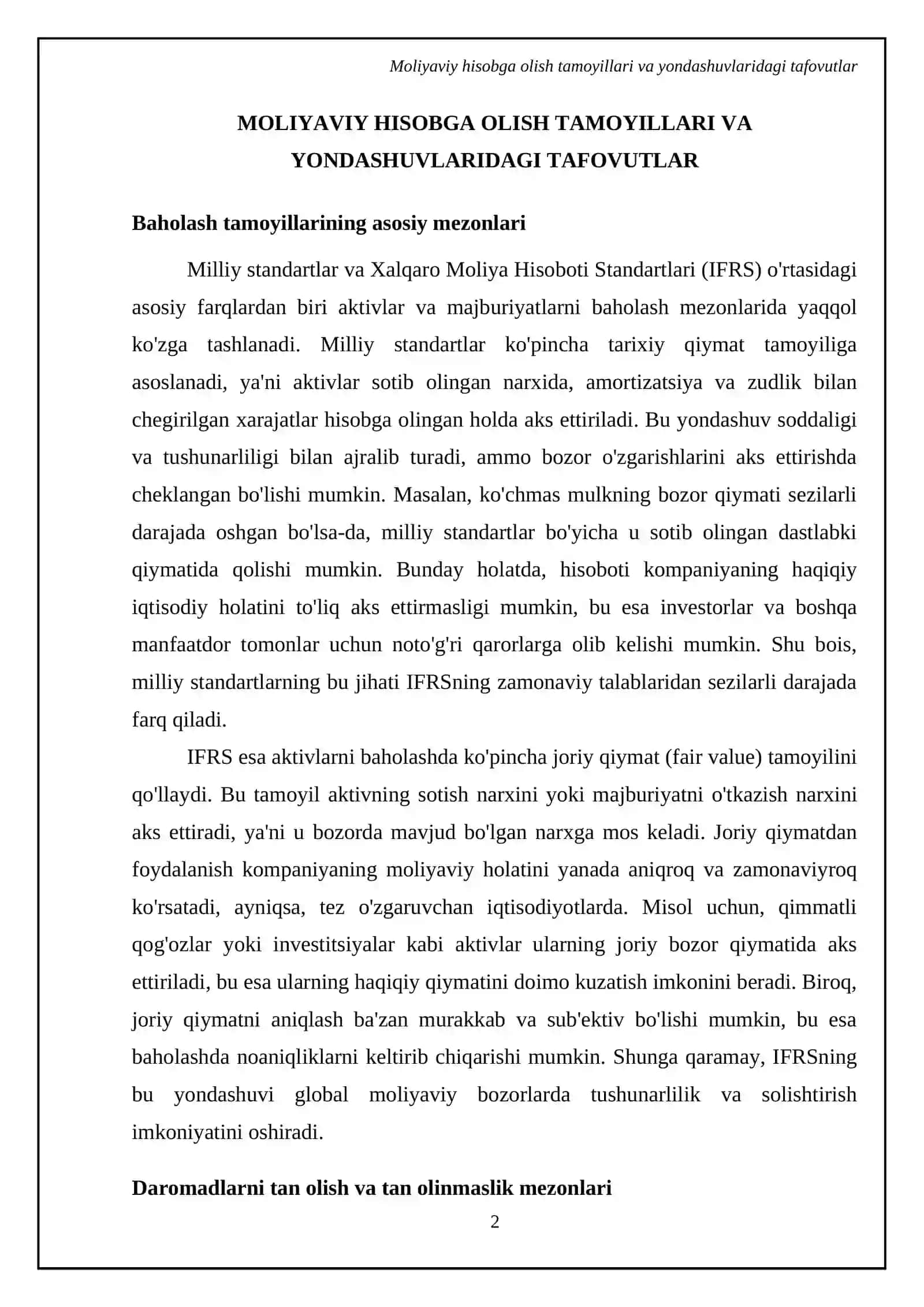 Qarzdorlik hisobvaraqlarining milliy standartlar va IFRS ortasidagi farqlar 4
