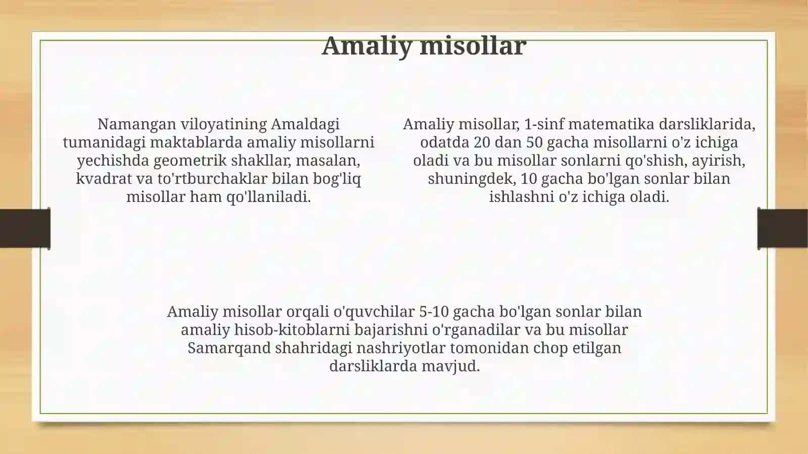 Amaldagi 1-sinf matematika darsliklari misollarini ishlash 4