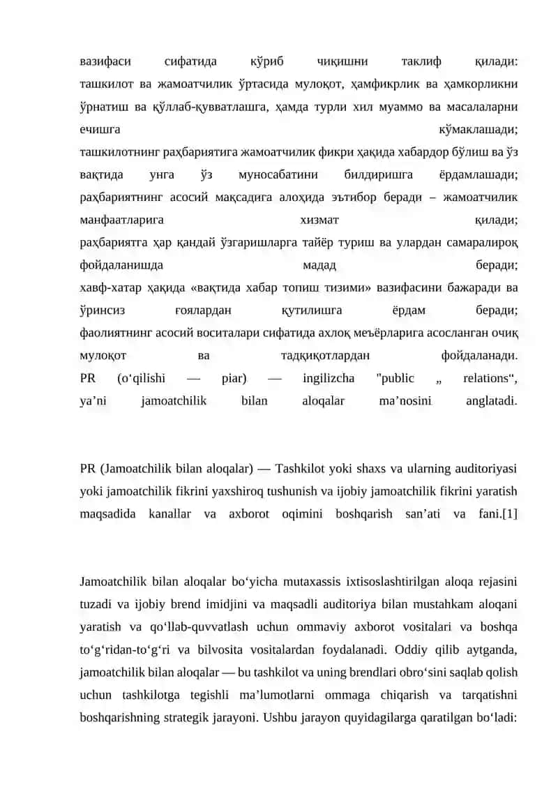 Жамоатчилик билан алоқалар (PR) 4