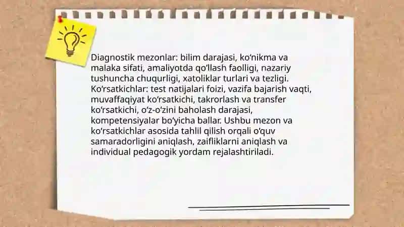 Maxsus fanlarni oʻqitish jarayoni samaradorligining diagnostikasi 4