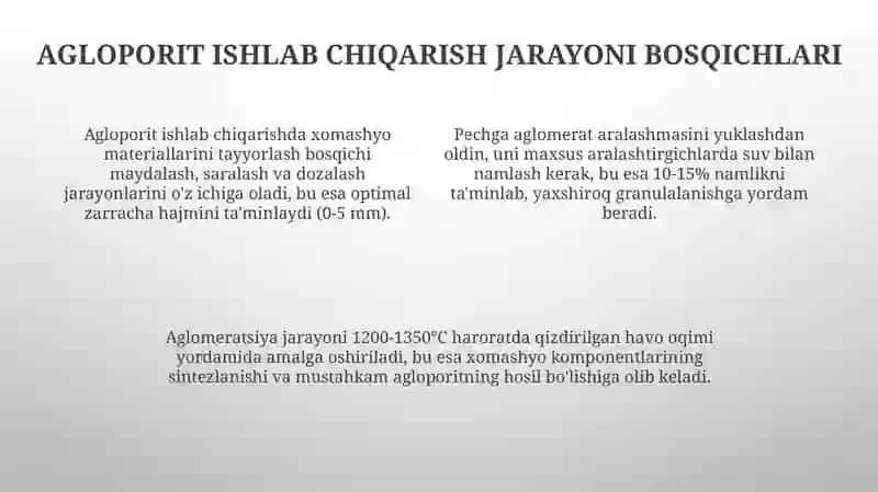 Agloporit ishlab chiqarish texnalogiyasi 4