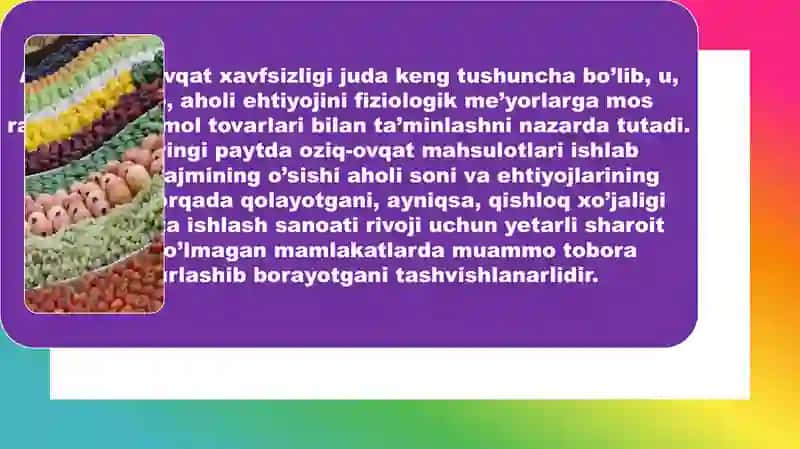 Oziq-ovqat xavfsizlik muammolari va yechimlari 4