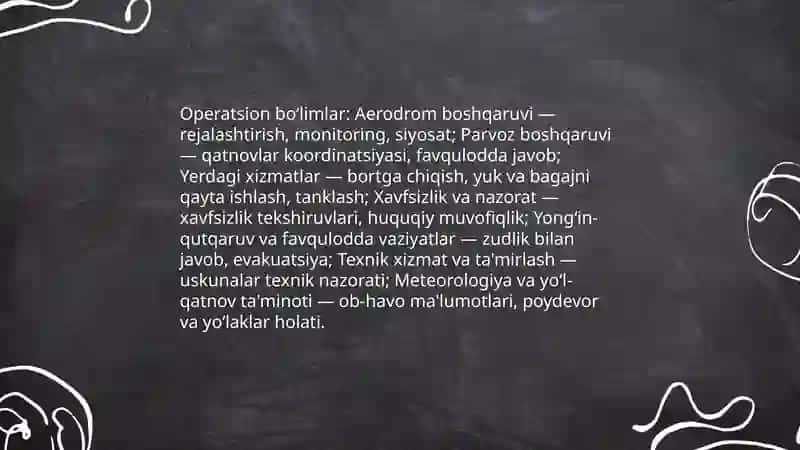 Aerodrom xizmati strukturasi va ularda ishlarni tashkil etish tamoyillari 4