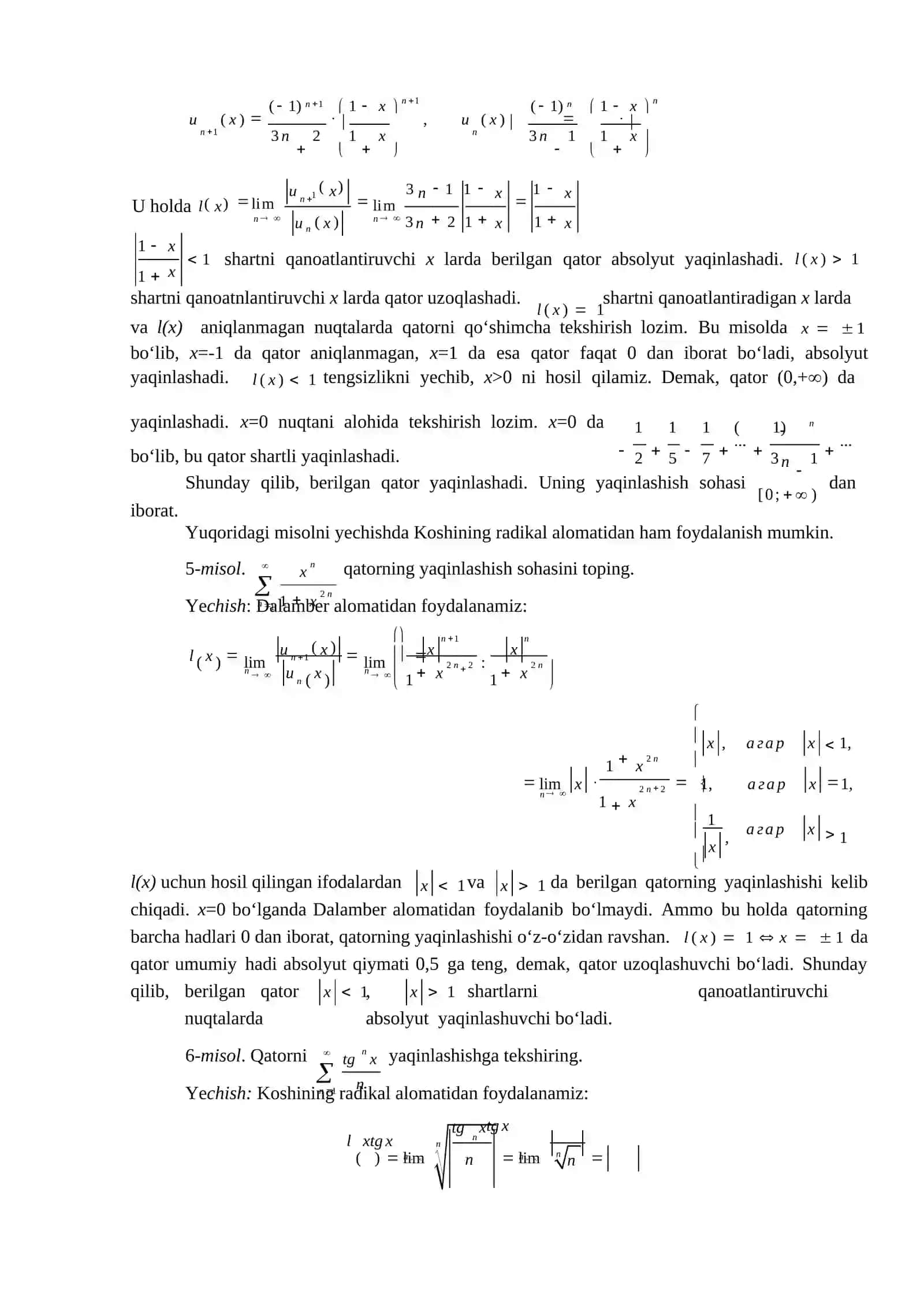 Funksional qatorlar. Funksional qatorning tekis yaqinlashishi 4