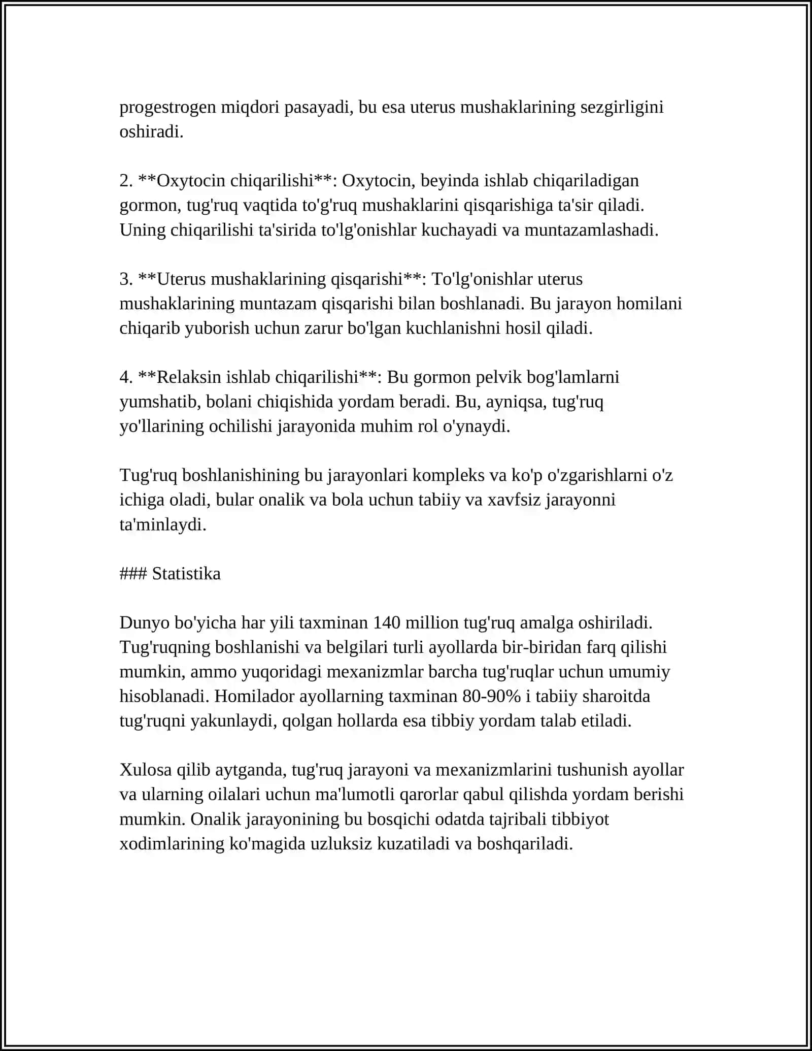 TUG'RUQ. ORGANIZIMNING TUG'RUQQA TAYYORLIGINI BAXOLASH. TUG'RUQ DAVRLARI 4