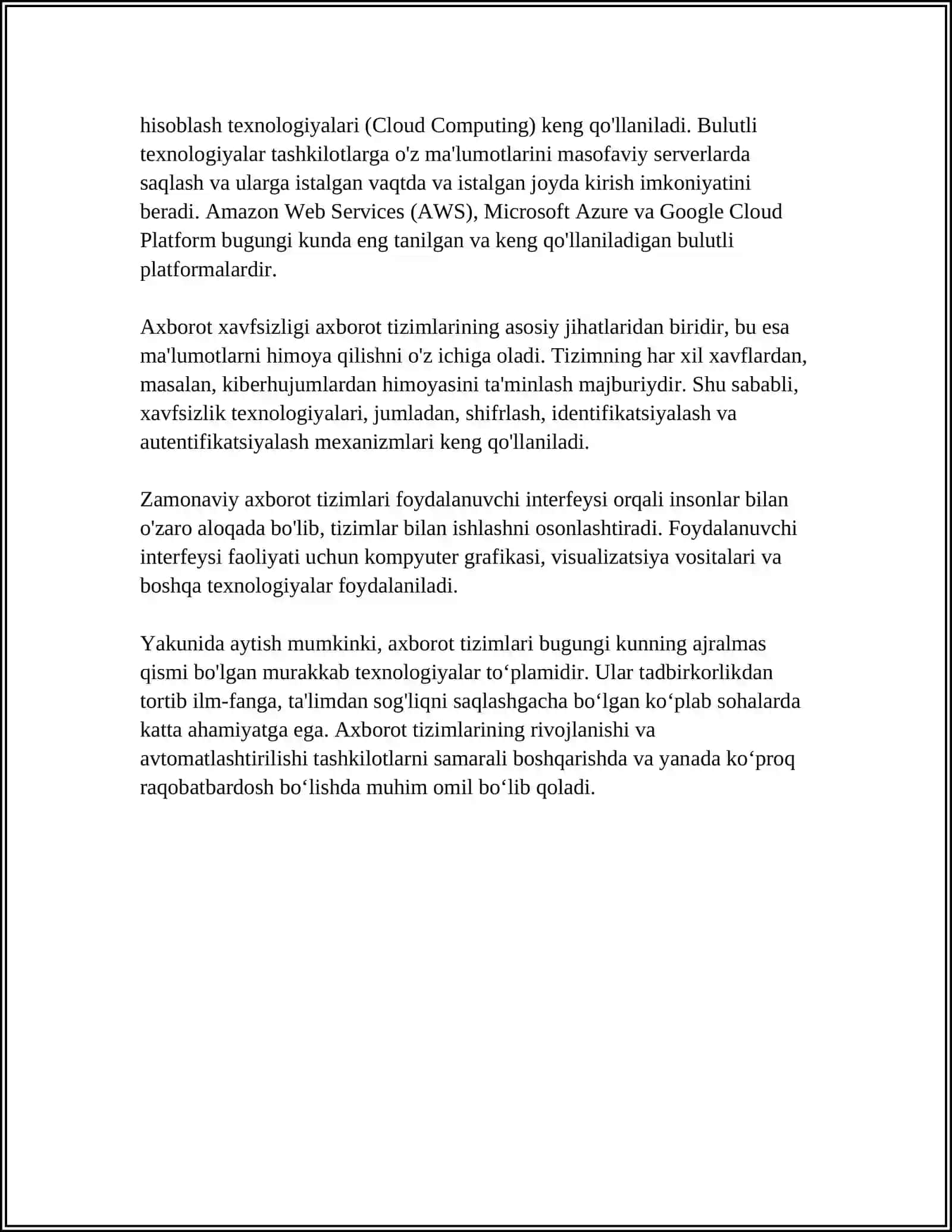 Axborot tizimlari tushunchasi va qo'llanilishi 4