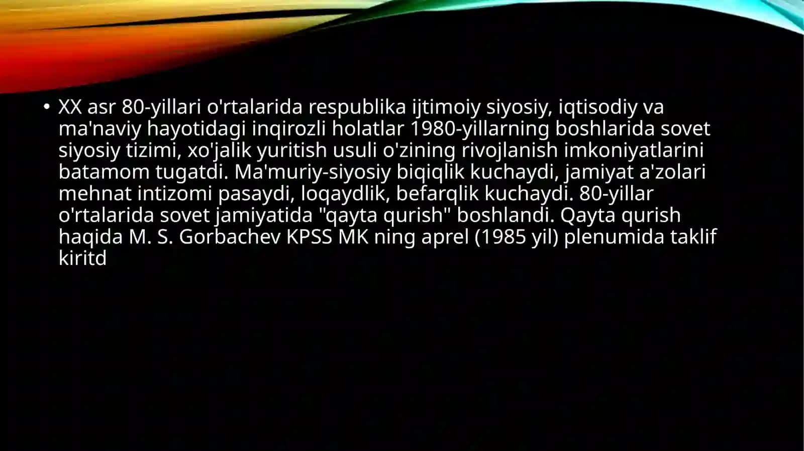 Mustaqillikka erishish arafasida O`zbekistondagi ijtimoiy siyosiy jarayon 4