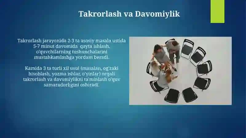 O'n daqiqalik Matematika Dairalarini O'tkazish Metodologiyasi 4