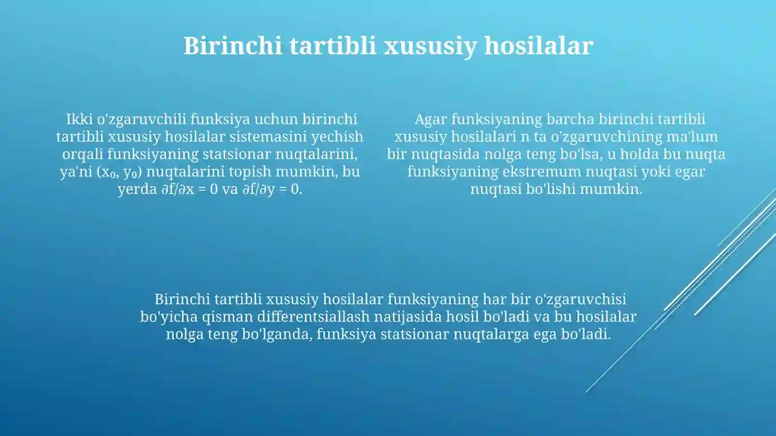 Ko’p o’zgaruvchili funktsiyaning ekstremum qiymatlari 4