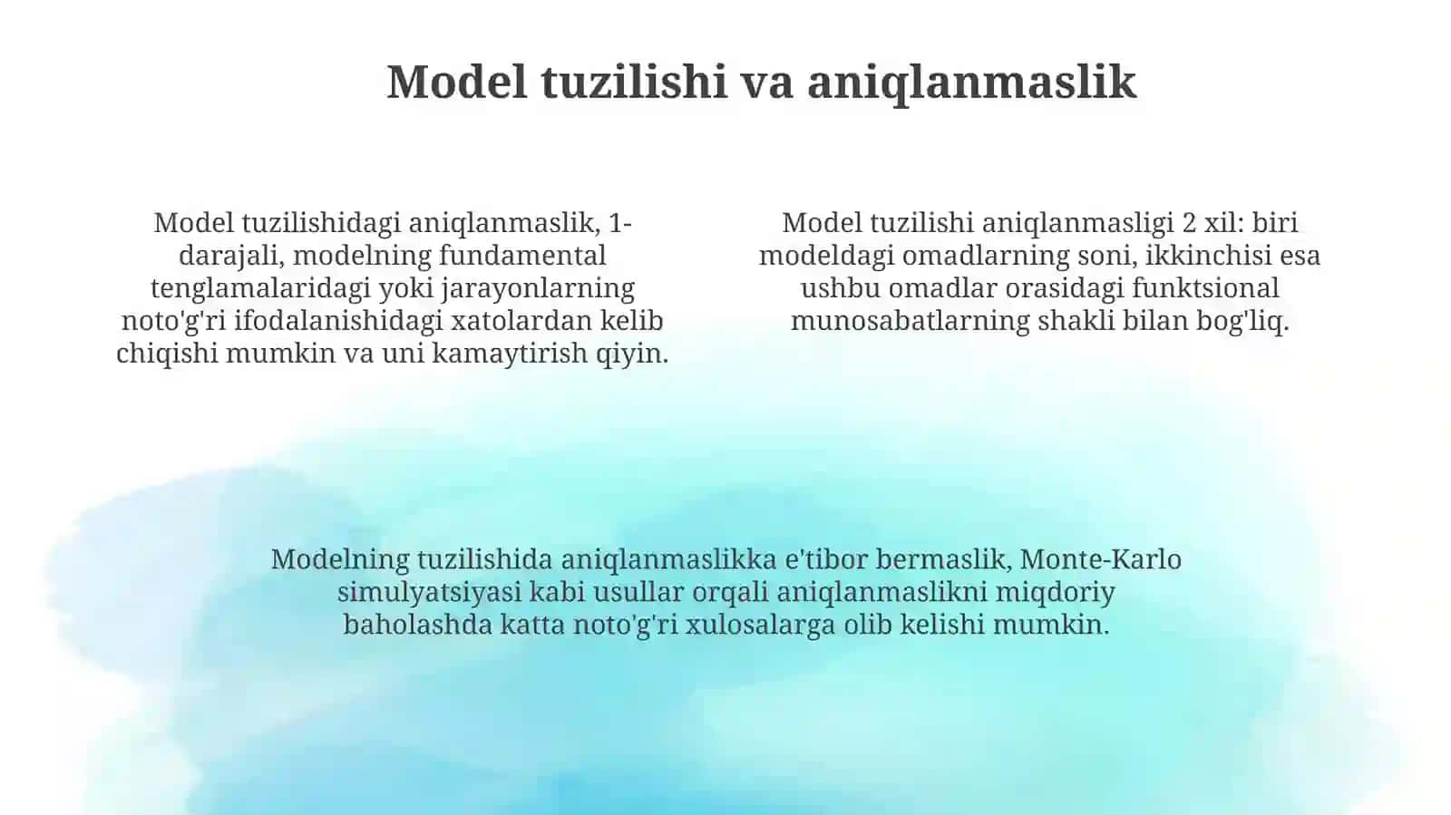 Identifikatsiya masalalari va modellarda noaniqlik va sezgirlik tahlili 4