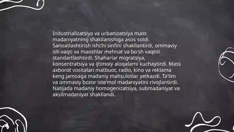 Ommaviy madaniyatning shakllanish tarixi 4