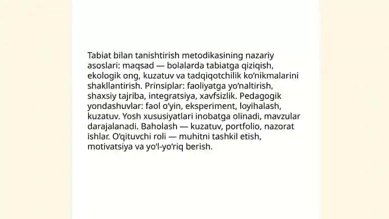 Begaliyeva Lobarni Tabiat bilan tanishtirish metodikasi 4