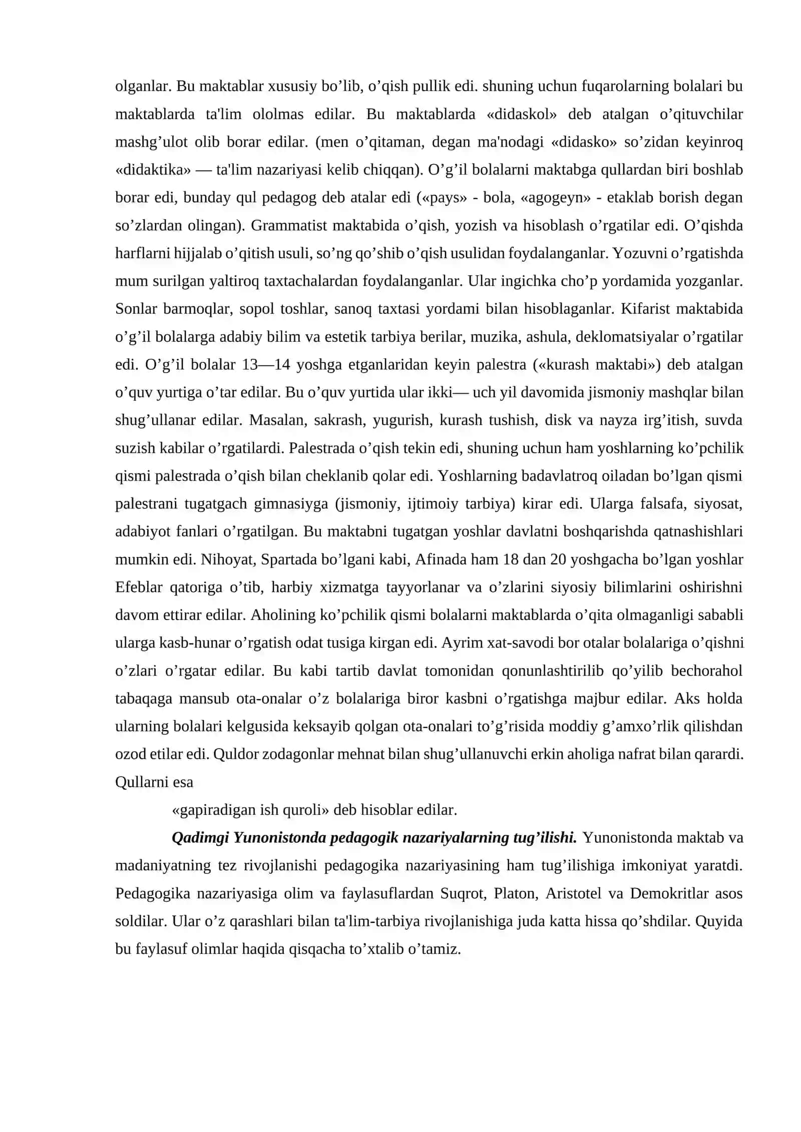Qadimgi Yunoniston va Rim davrlarida ta'lim-tarbiya 4