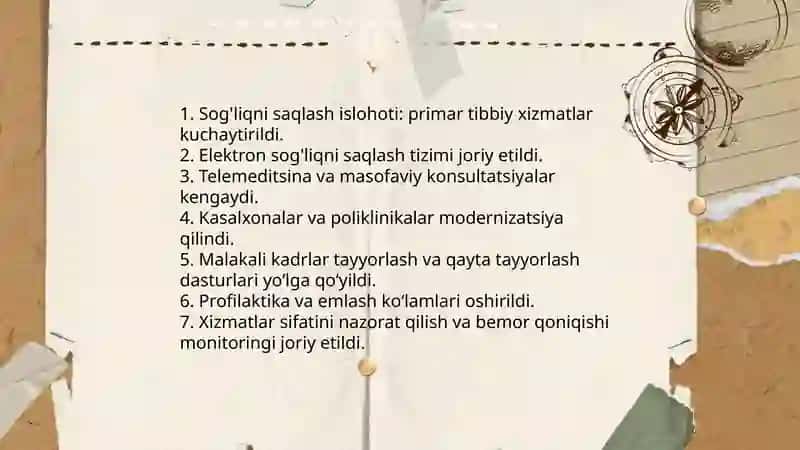 O'zbekistonda ijtimoiy sohada amalga oshirilayotgan o'zgarishlar mazmuni 4
