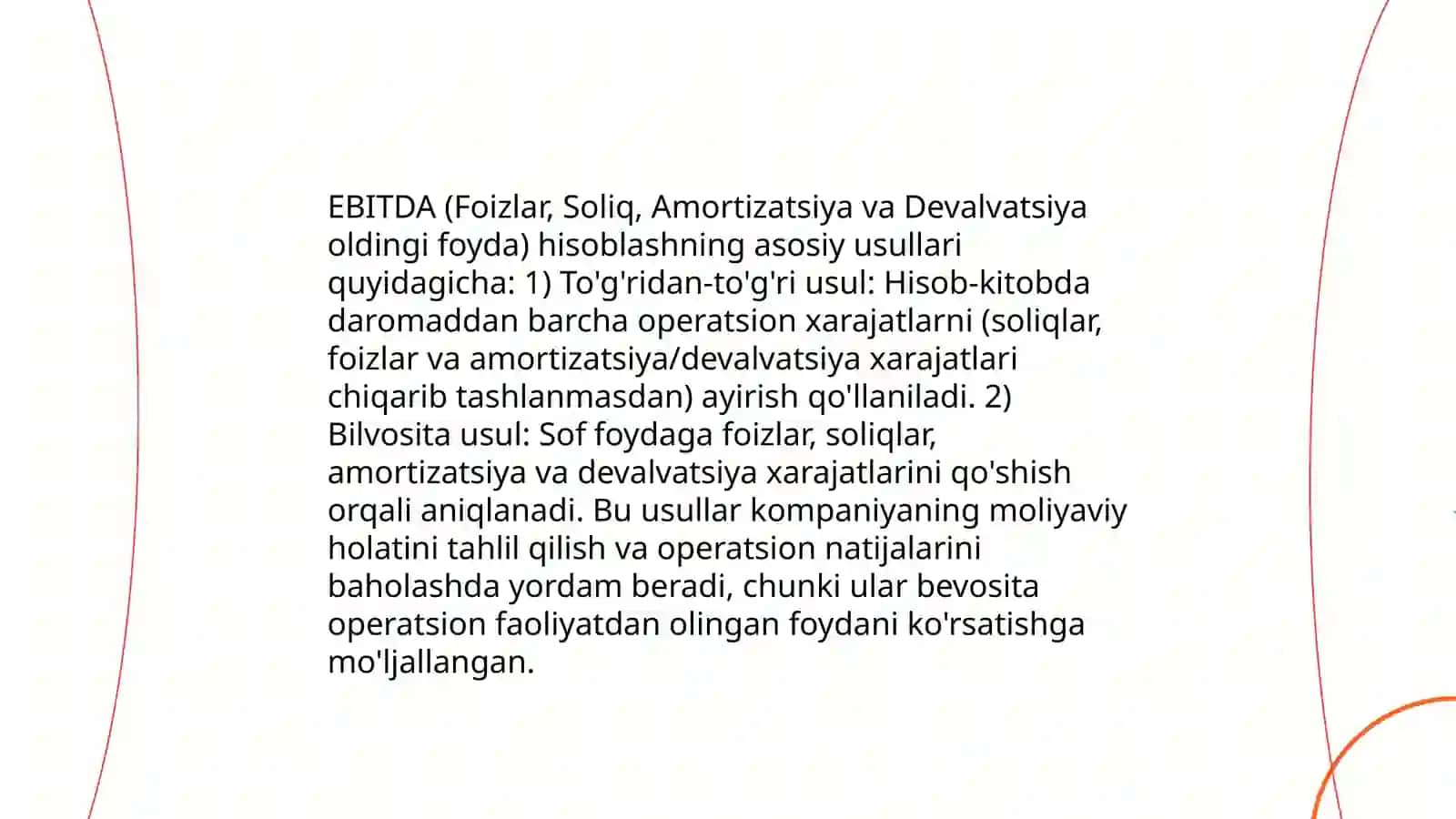 EBITDA, EBIT va NOPAT kòrsatgichlarini tahlil qilish 4