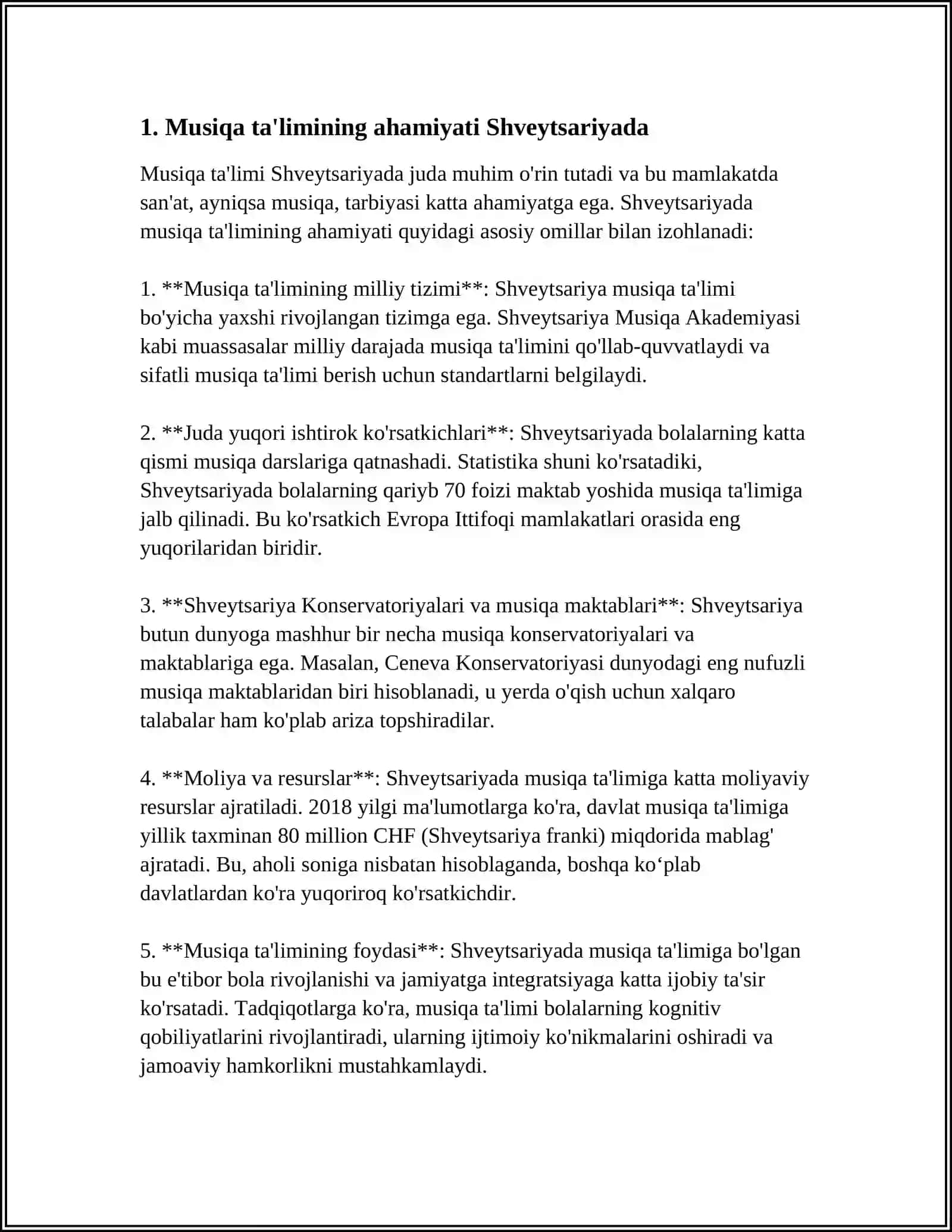 XORIJIY MAMLAKATLAR MAKTABGACHA TA’LIM TASHKILOTLARI VA U YERDA OLIB BORILAYOTGAN MUSIQA MASHGʻULOTLARI SHVETSARIYA 4