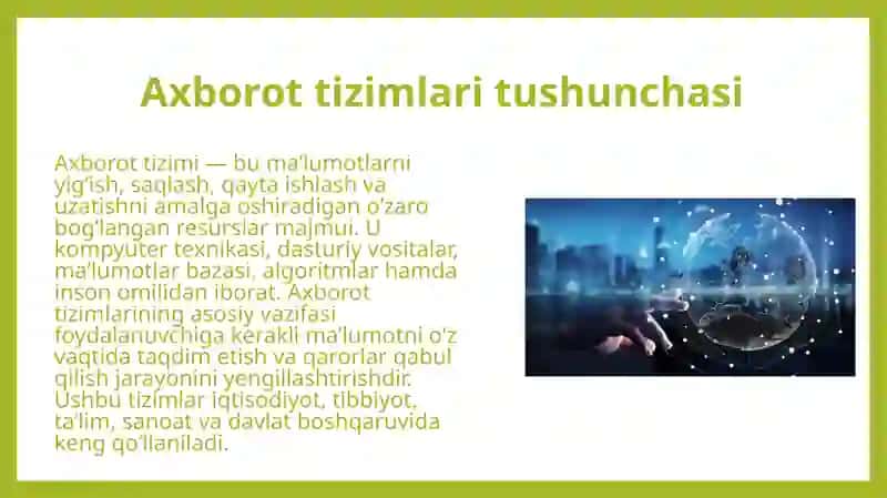 Axborot tizimlarining matematik, huquqiy va tashkiliy ta’minotlari 4