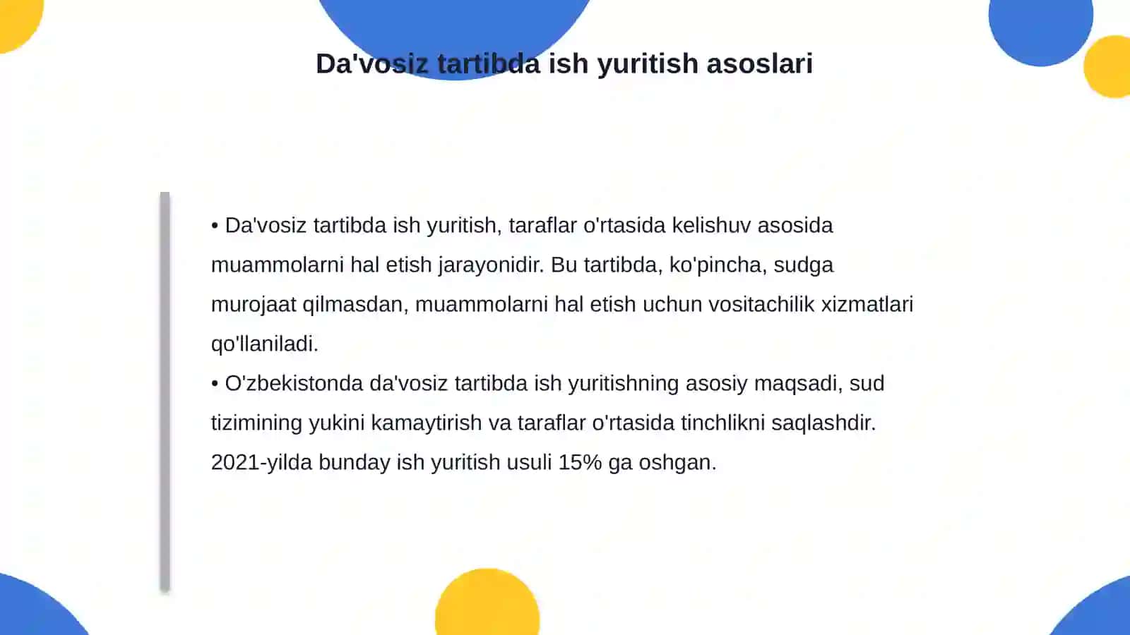 Da'vo va Da'vosiz Tartibda Ish Yuritish Farqlari 4