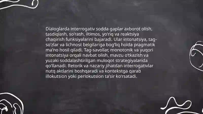 Sodda gaplarning nutqiy qoʻllanishi va pragmatik xususiyatlari (muloqot shakllari asosida) 4