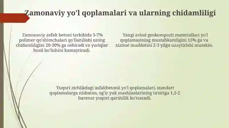 Nobikr yo'l qoplamasi va Toshamasi deformatsiyasi va Buzulishlar 4