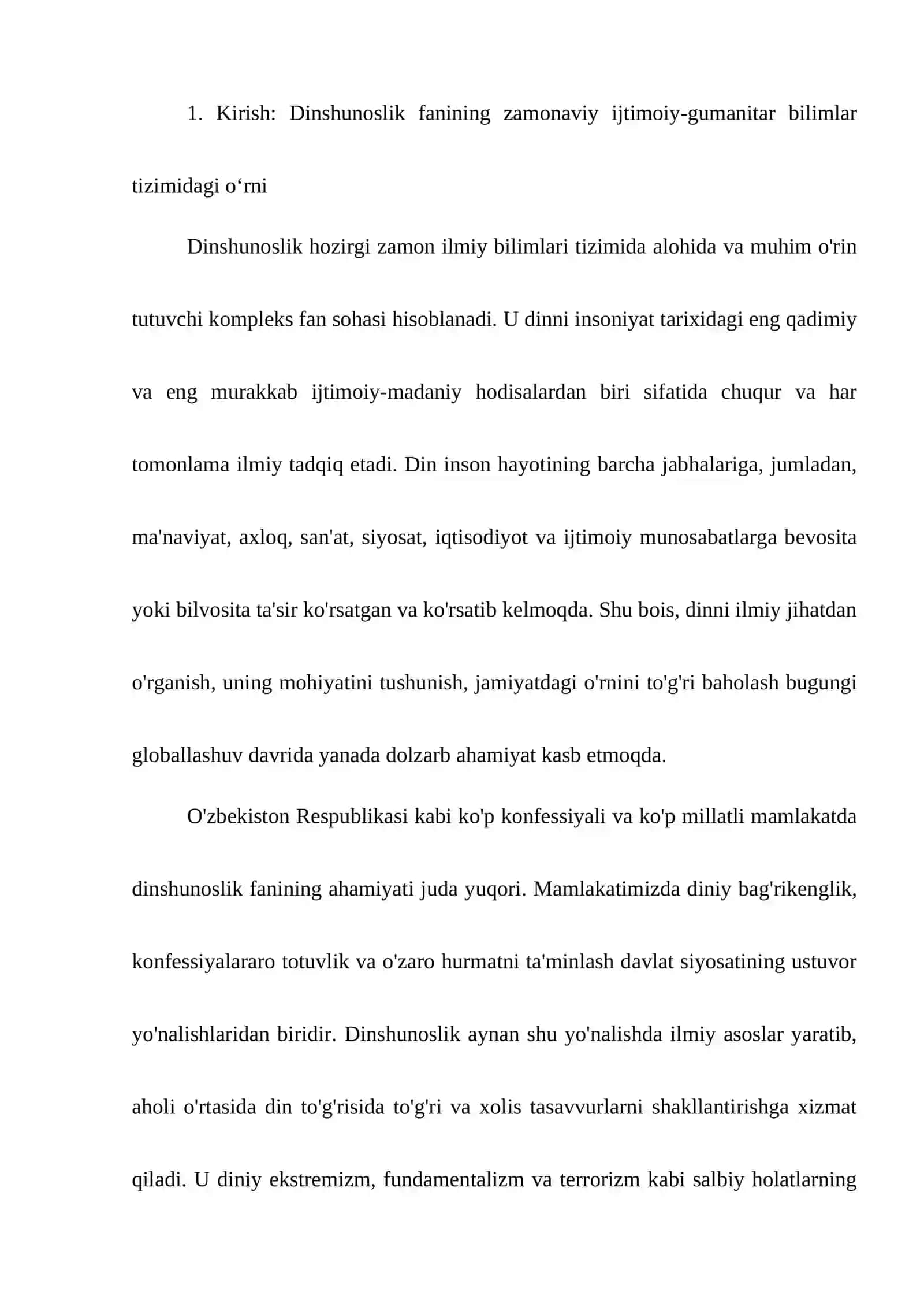 Dinshunoslik fanining predmeti, maqsadi va vazifalari 4