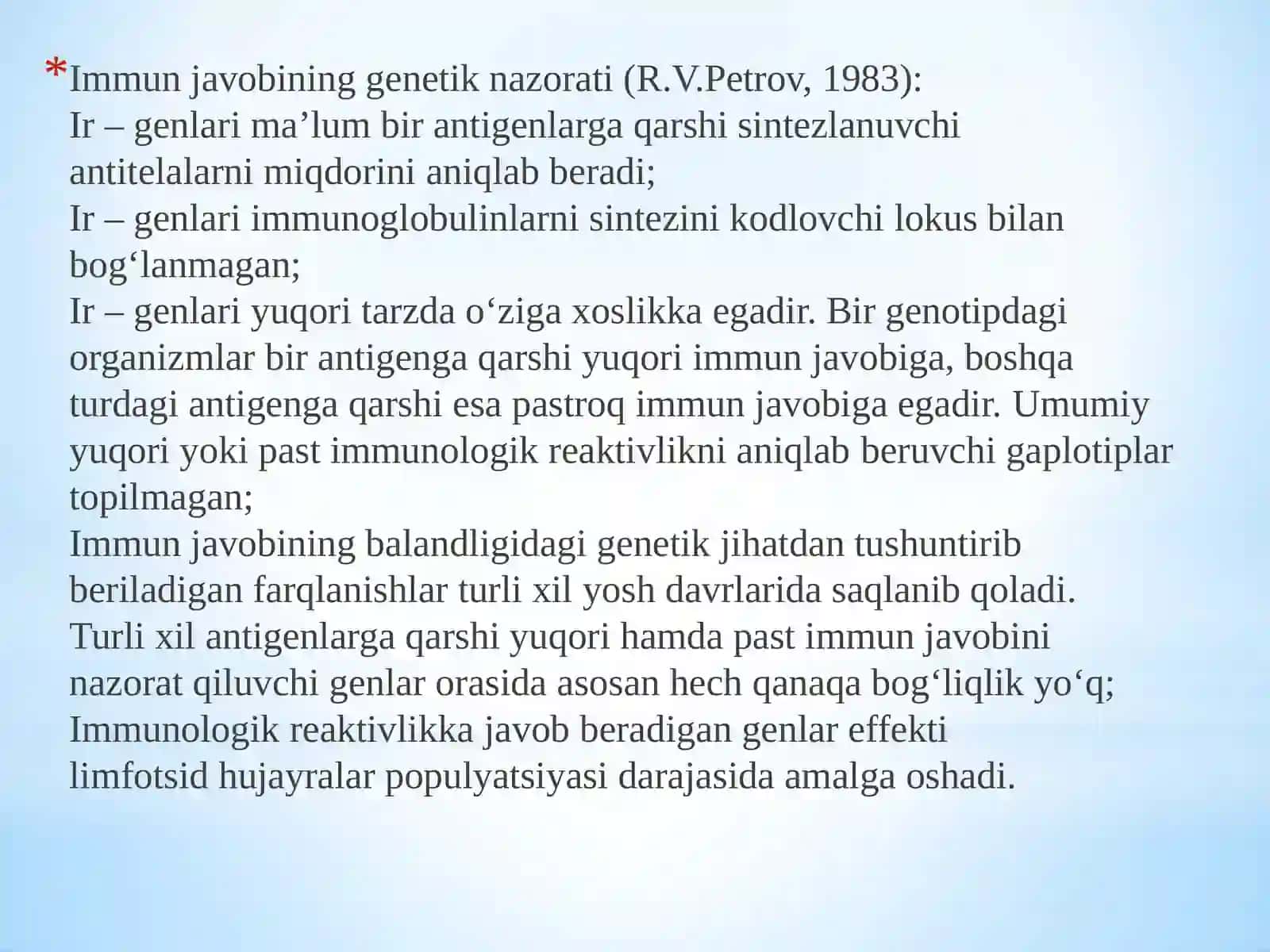 Immunjavobining genetik nazorati. Gistomoslikning asosiy kompleksi 4