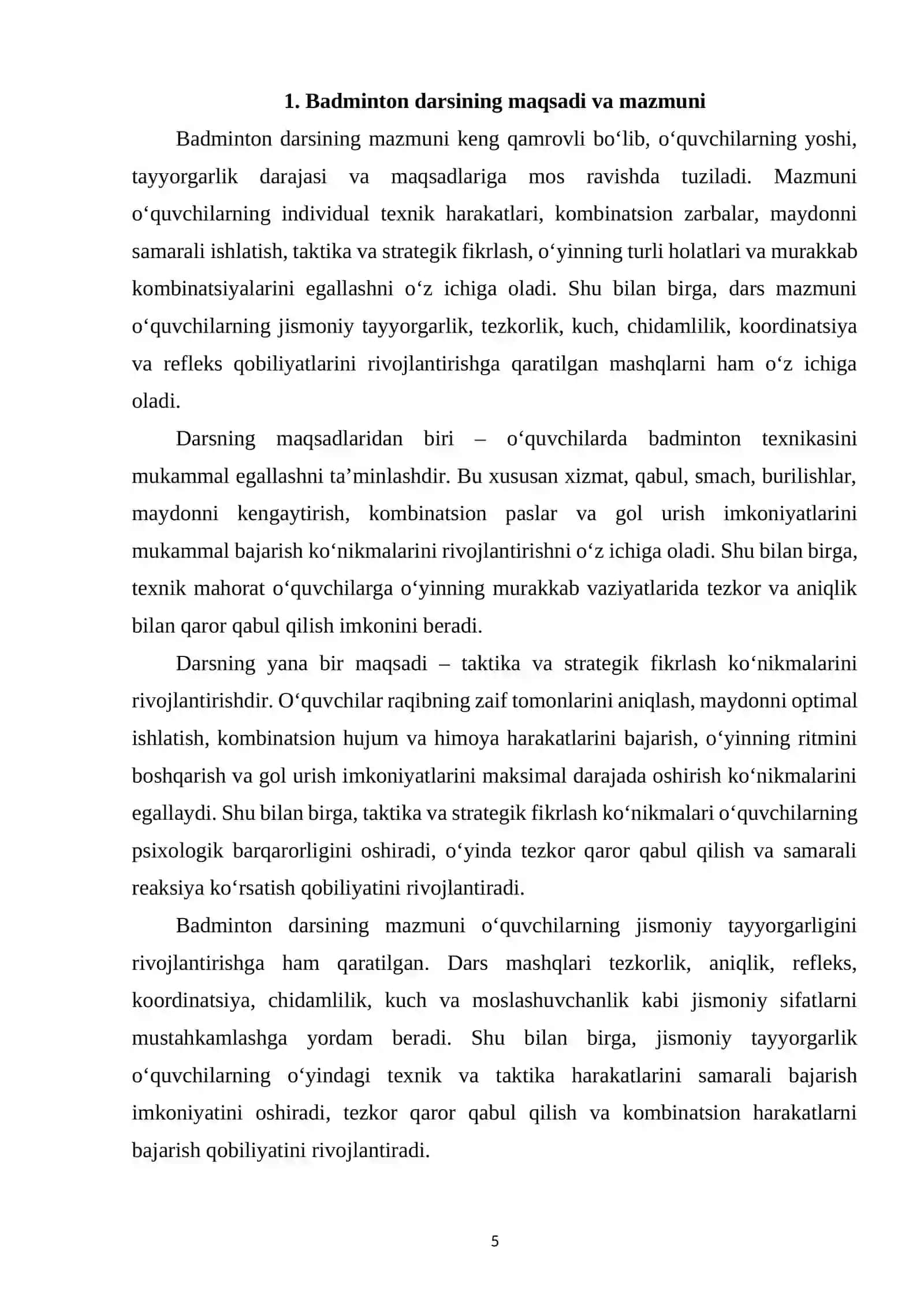 Badminton darsining maqsadi va mazmuni 4