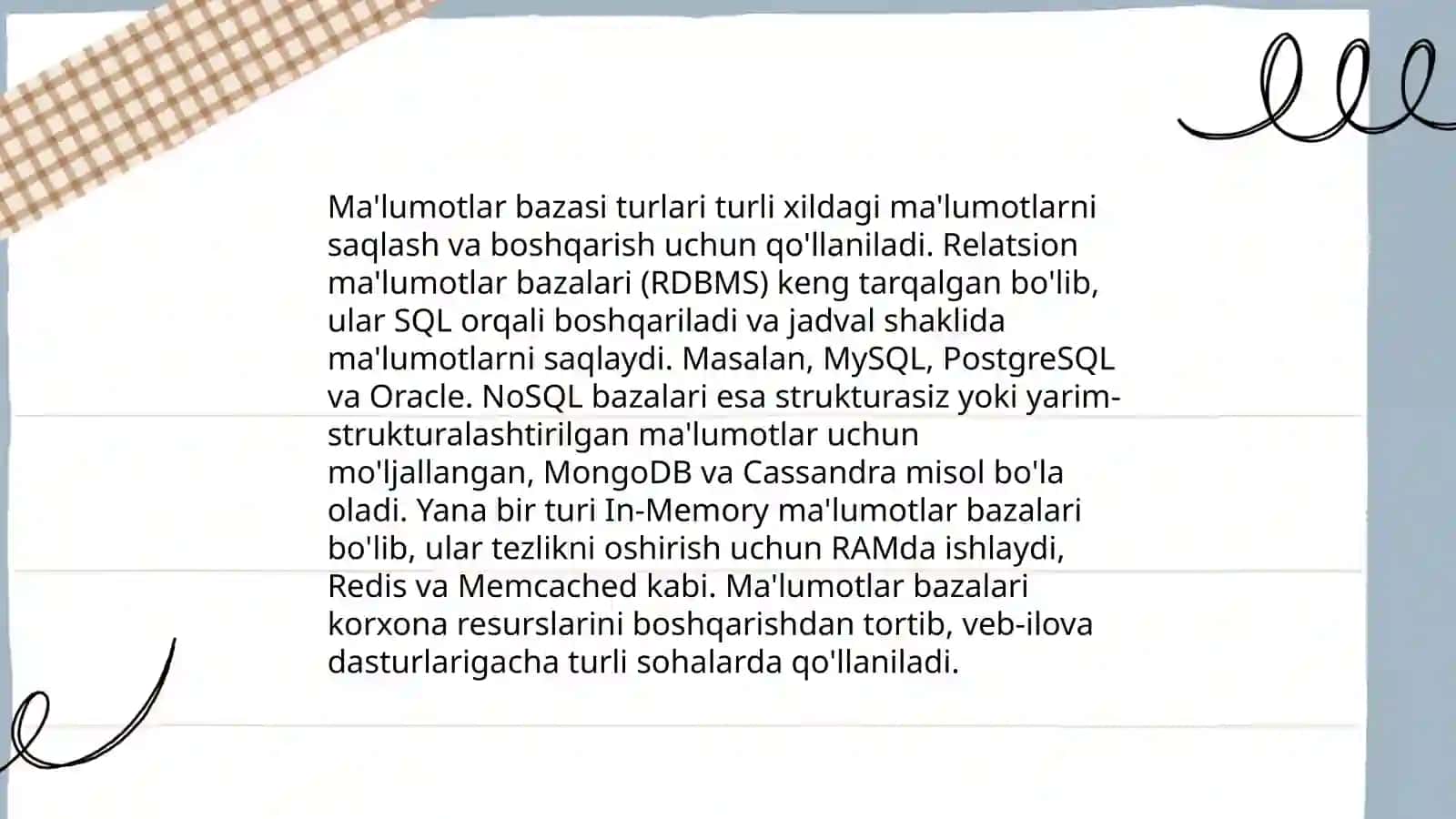 OZIQ-OVQAT MAGAZINI UCHUN MA’LUMOTLAR BAZASINI LOYIHALASH 4