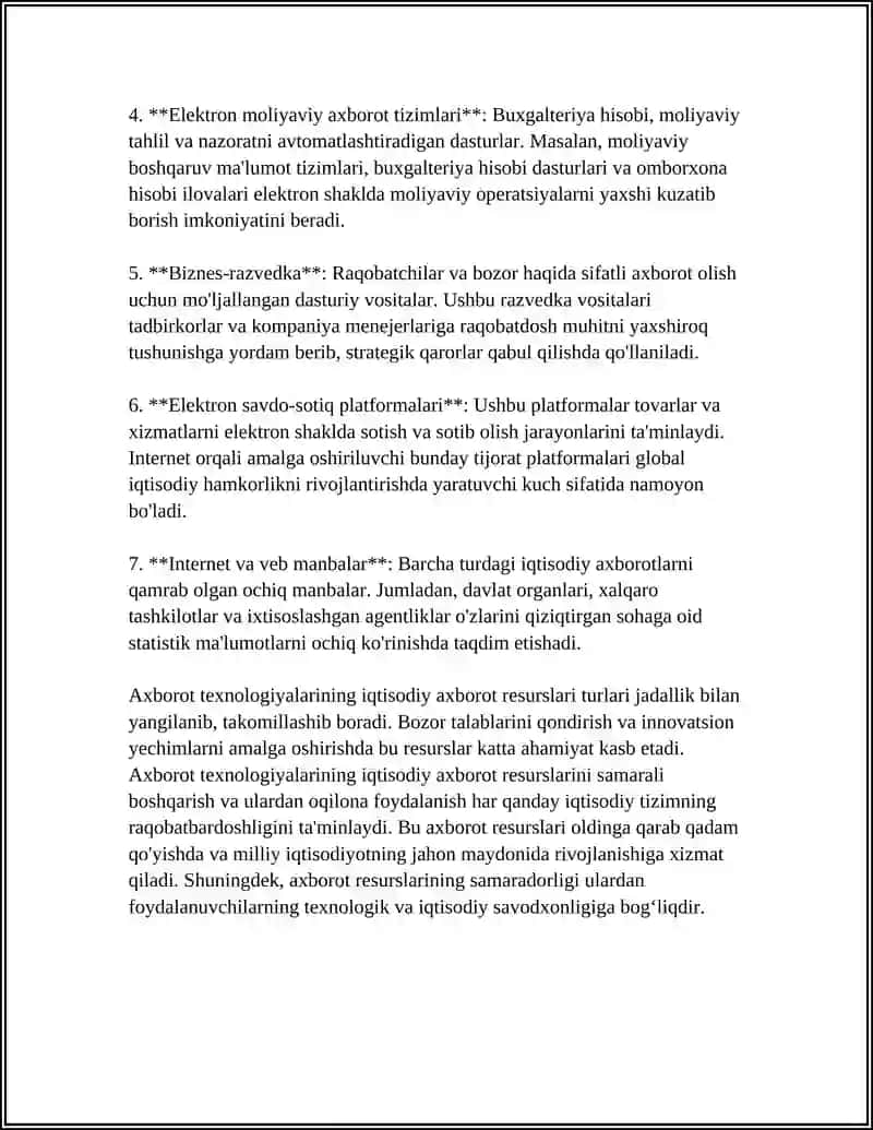 AXBOROT TEXNOLOGIYALARINING IQTISODIY AXBOROT RESURSLARI 4