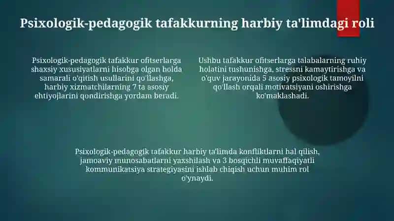 Ofitserlarning pedagogik mahorati uning psixologik pedagogik tafakkuri 4