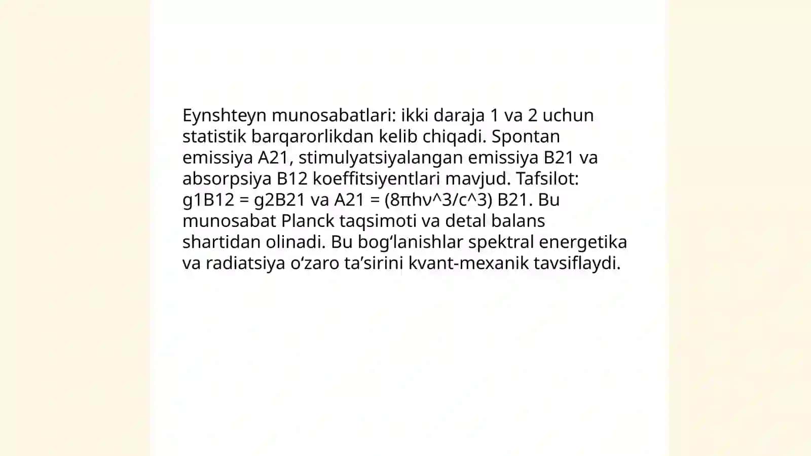 Eynshteyn koeffitsiyentining kvant nazariyasi 4