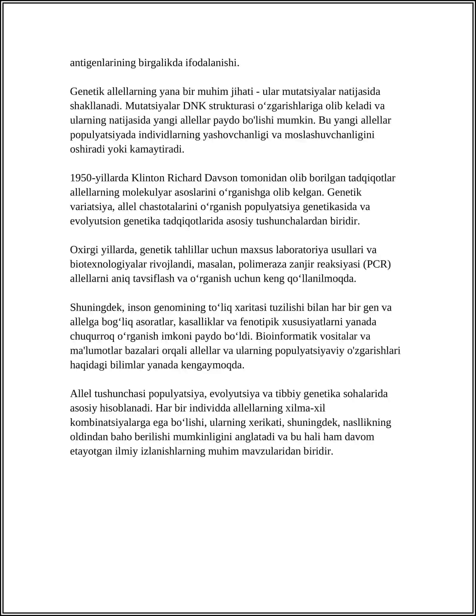 DI VA POLIDURAGAY CHATISHTIRISH. KO'P ALLELLIK. ALLEL BO'LMAGAN GENLARNING O'ZARO TA'SIRI 4
