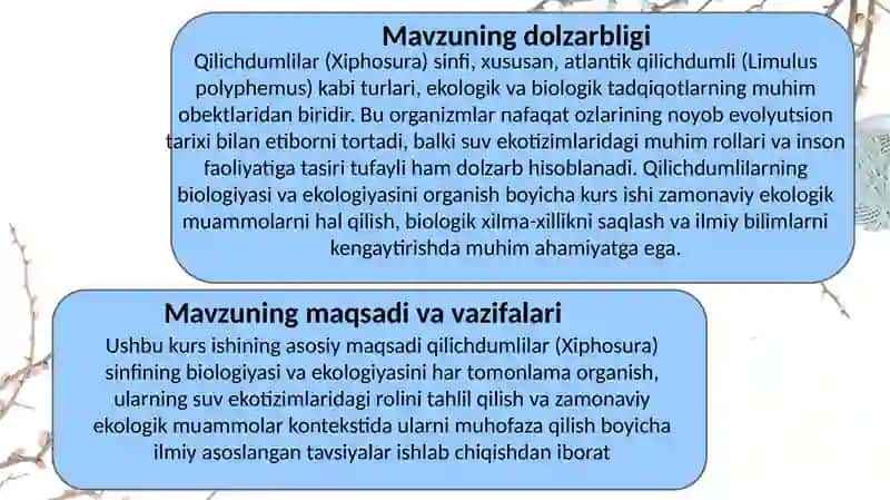 Qilichdumlilar(Xiphosura) sinfibiologiyasi va ekologiyasi 4