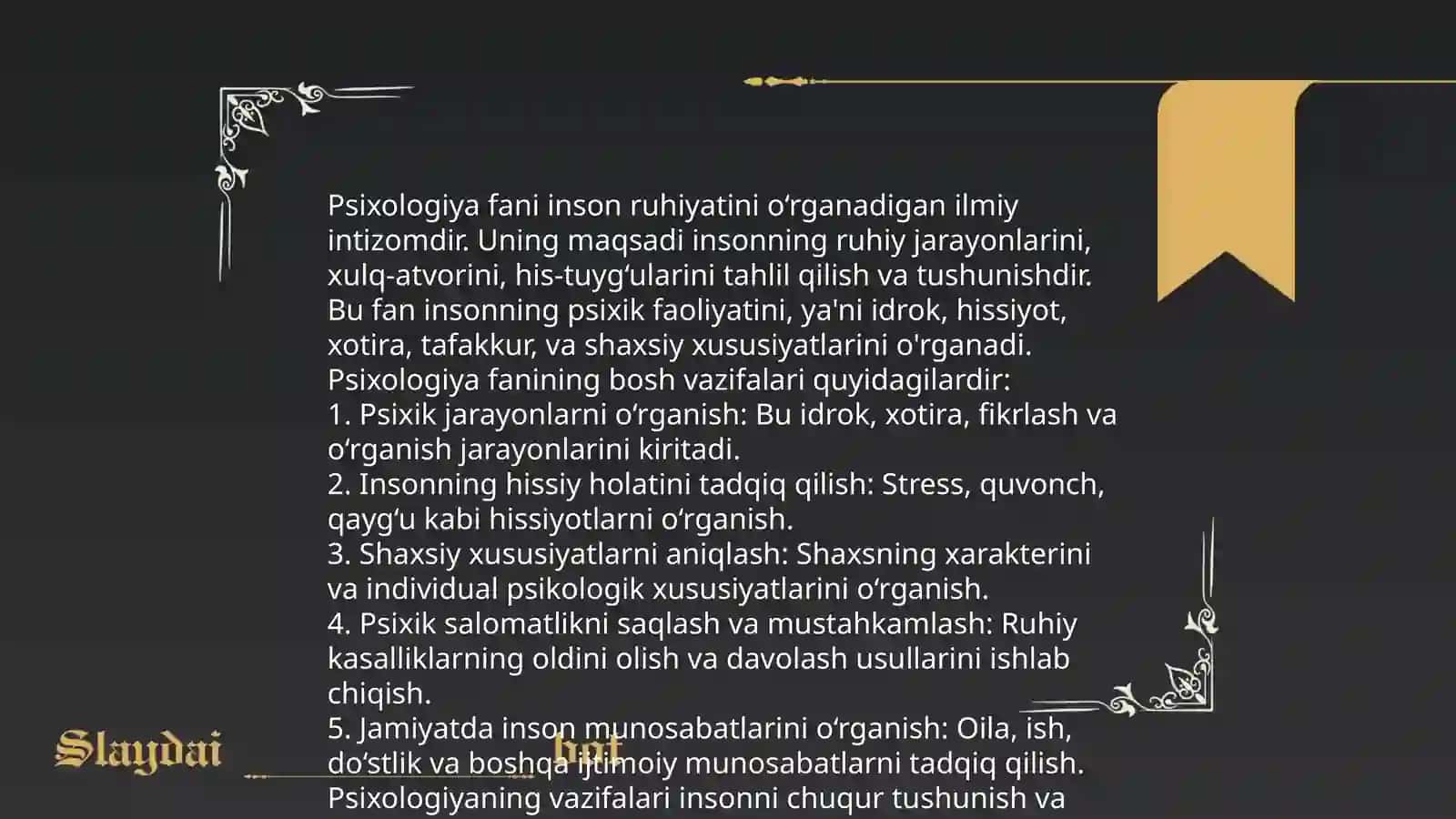 Psixologiya fanining predmeti va rivojlanish tarixi 4