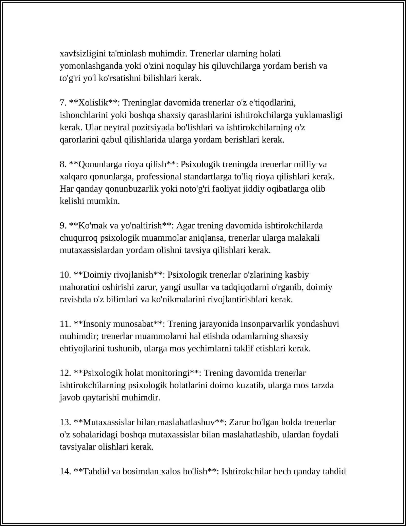 PSIXOLOGIK TRENINGDA ETIK NORMALAR.PROFFESIONALIZM VA MAXFIYLIK MASALALARI 4
