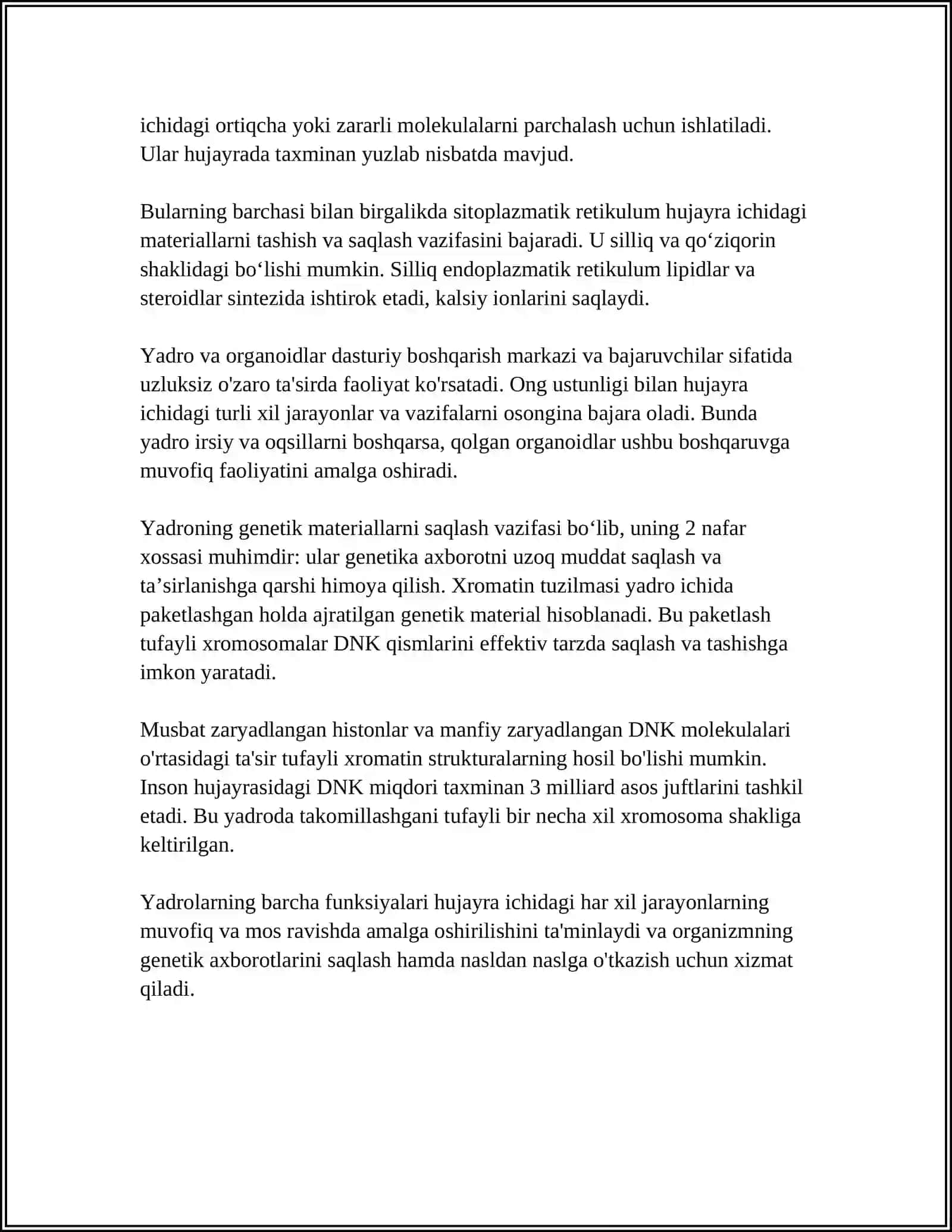 Hujayra Organiodlari: Yadro Haqida 4