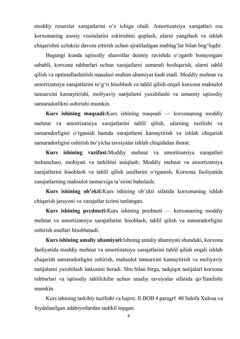 MODDIY MEHNAT VA AMORTIZATSIYA XARAJATLARI TAHLILI. 4