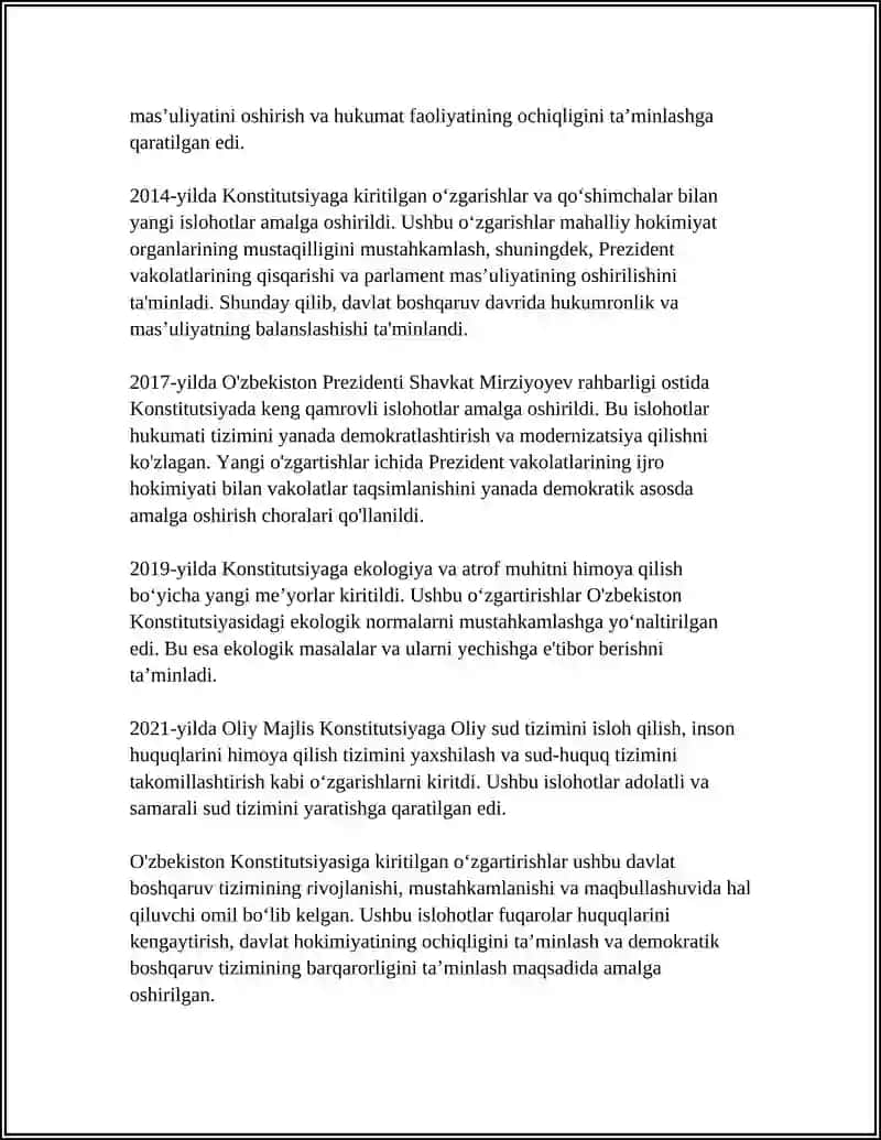 MUSTAQILLIK YILLARIDA DAVLAT BOSHQARUV TIZIMIDA AMALGA OSHIRILGAN ISLOHOTLAR 4