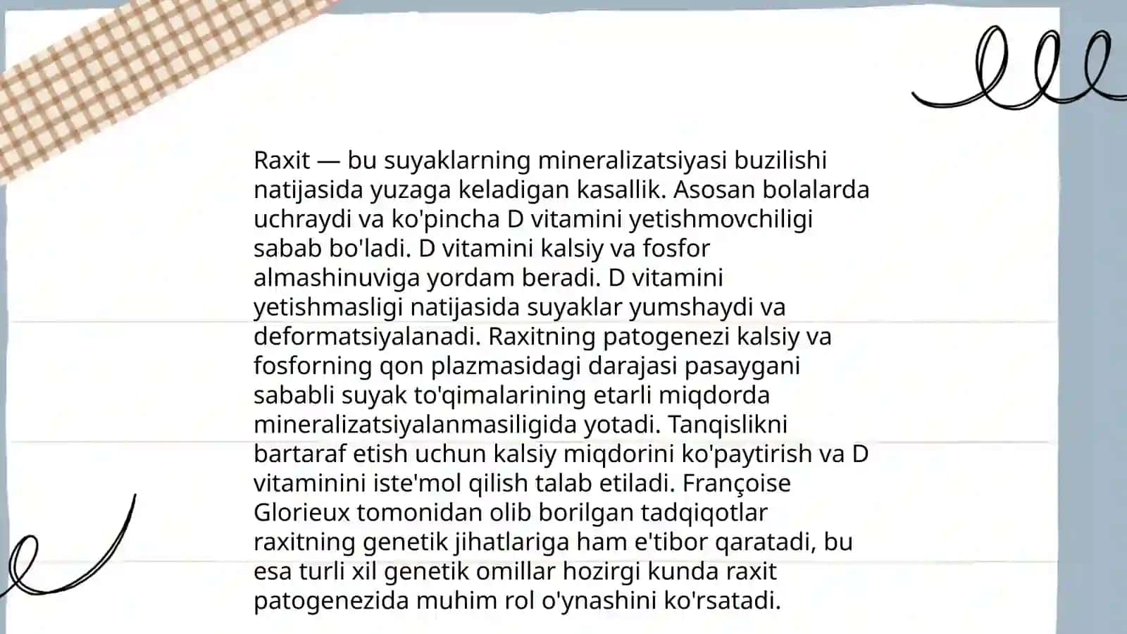 Raxit va osteoporoz patogenezi,davolash usullari 4