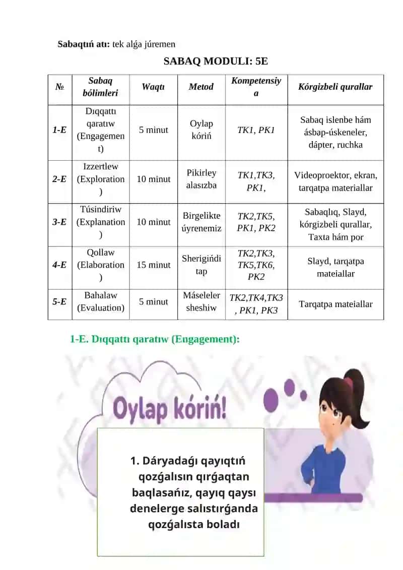 Kinematikanıń tıykarǵı túsinikleri SABAQ ISLENBESI 4