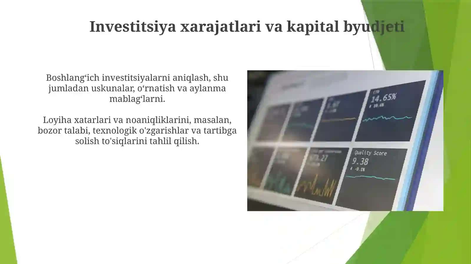 Investitsion loyihalar tahlili fanining mazmuni va predmeti 4