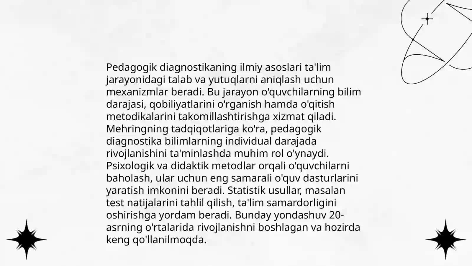Pedagogik diagostika fanning maqsadi predmeti vazifalari ustuvor tamoyillari va asosiy yo'nalishlari 4