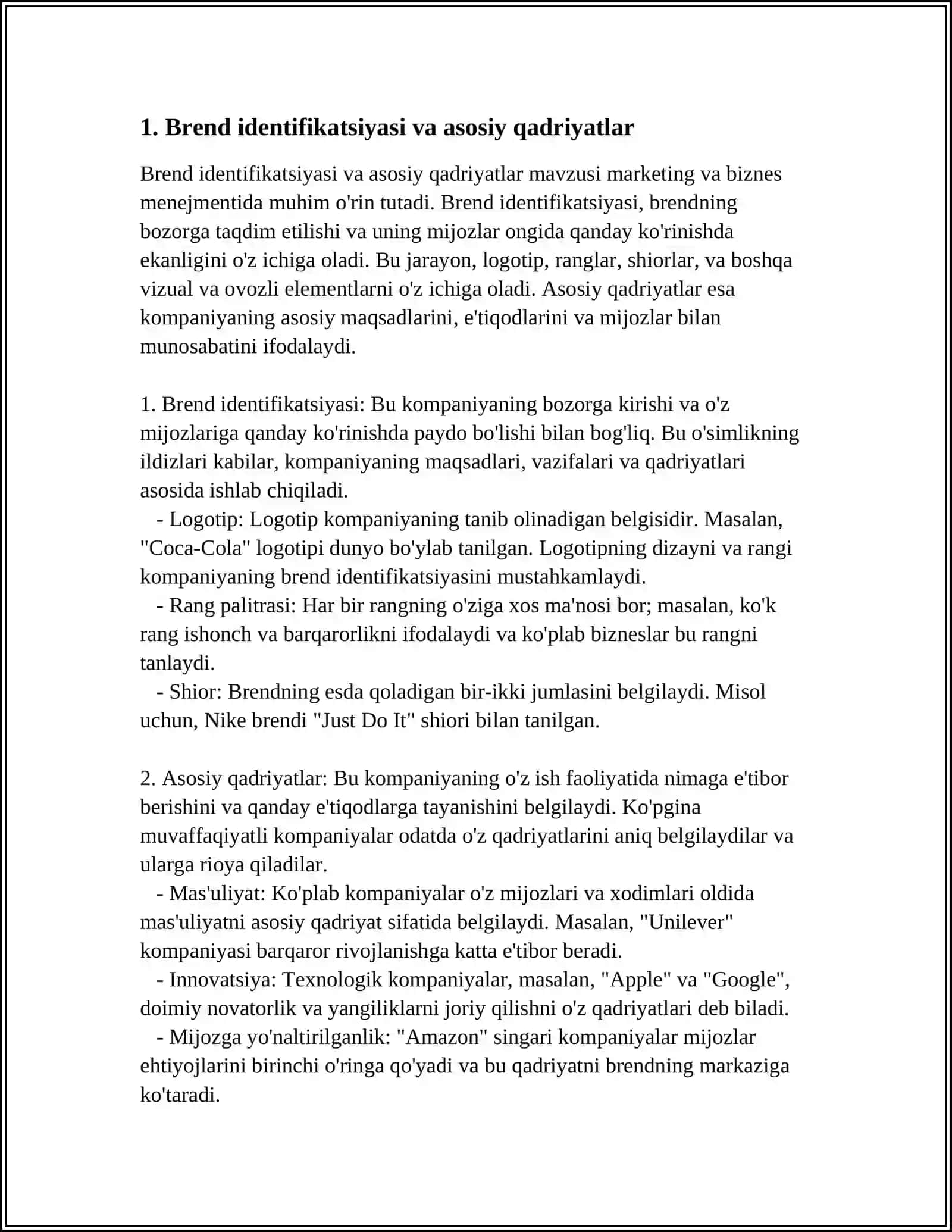 TURIZMDA MUVAFFAQIYATLI BREND STRATEGIYASINING KOMPONENTLARI 4