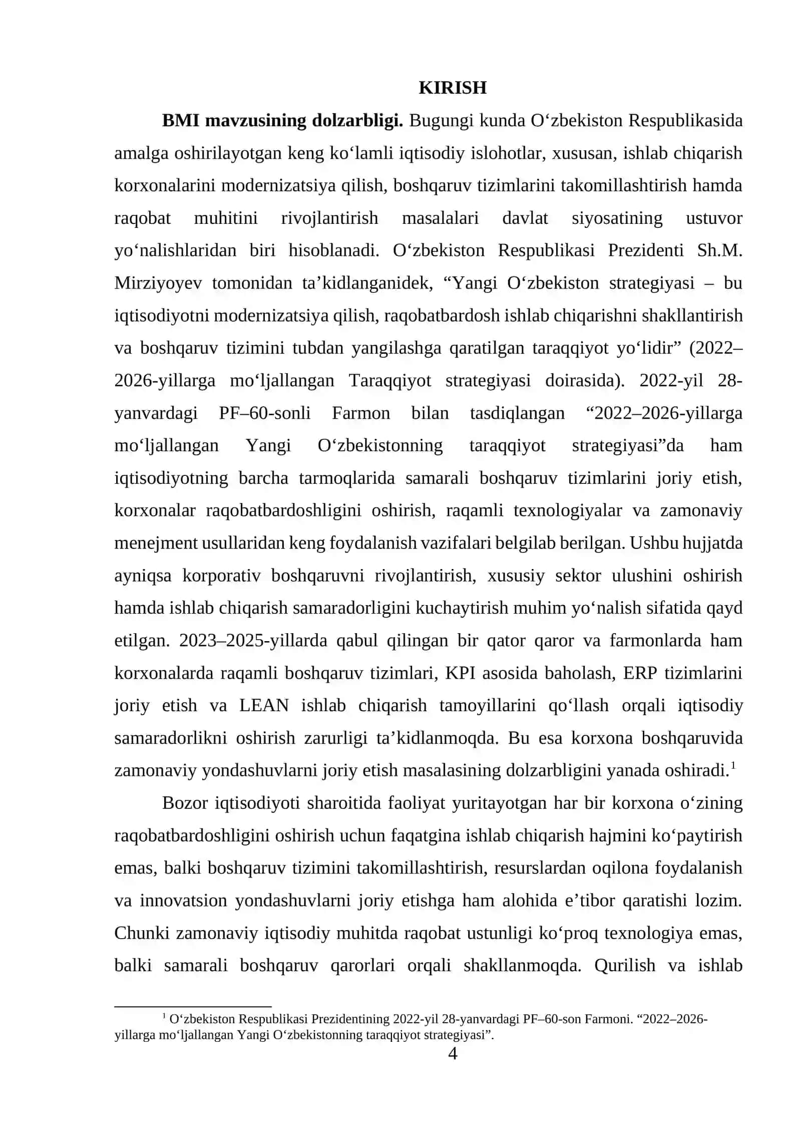 Korxona raqobatbardoshligini oshirishda zamonaviy boshqaruv usullaridan foydalanish (Taraqqiy yuksalish MCHJ korxonasi misolida) 4