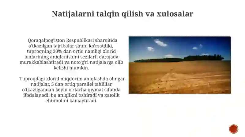 Tuproq eritmasi tarkibida xlorid ionlarining borligini aniqlash 4
