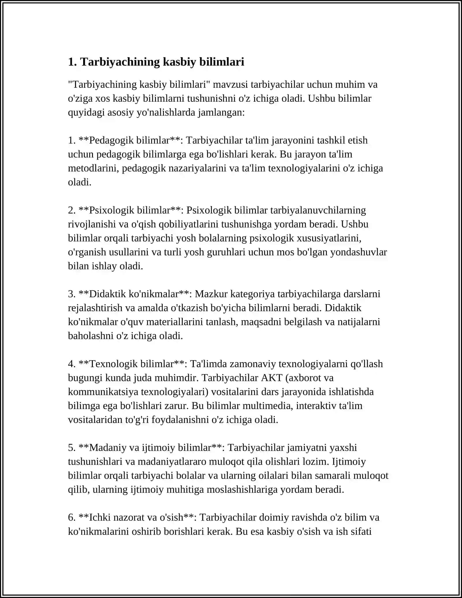 MAKTABGACHA TA'LIM TASHKILOTI TARBIYACHI SHAXSGA QÒYILADIGAN TALABLAR 4