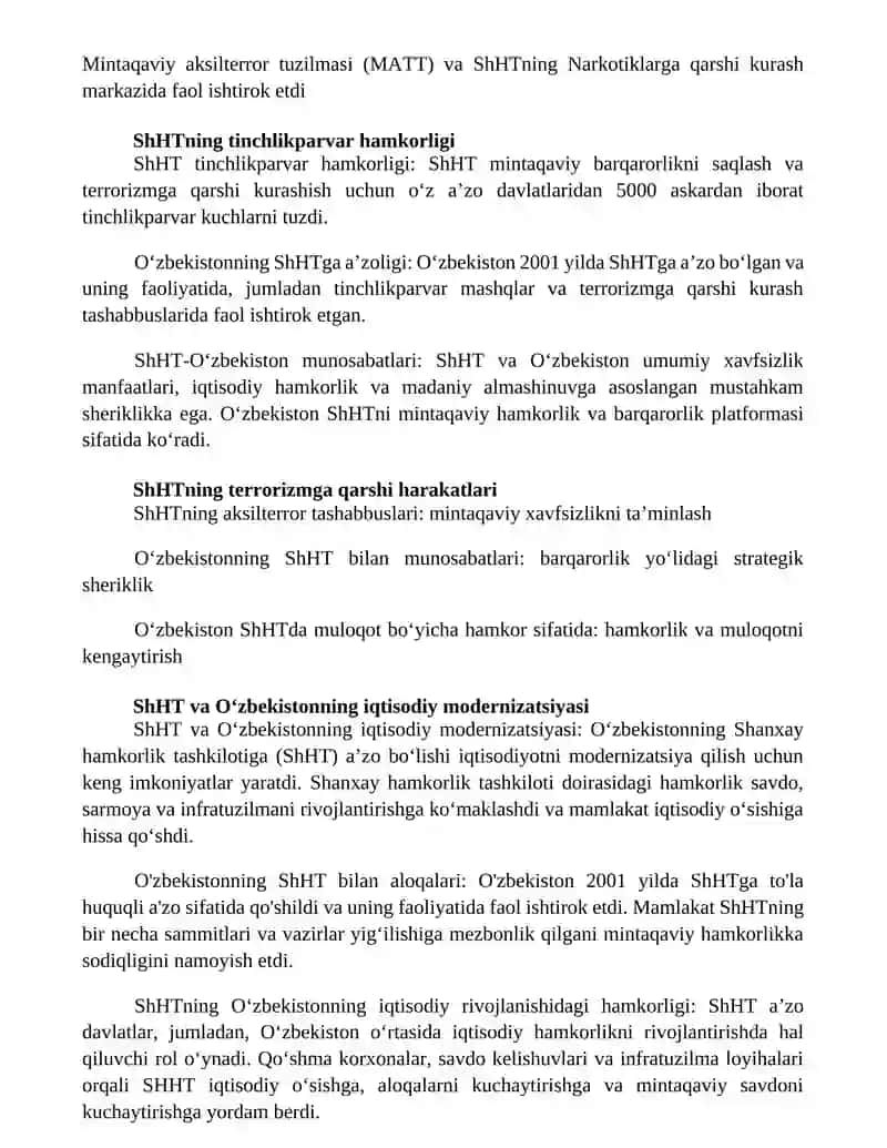 Shanxay Hamkorlik Tashkiloti (ShHT) 4