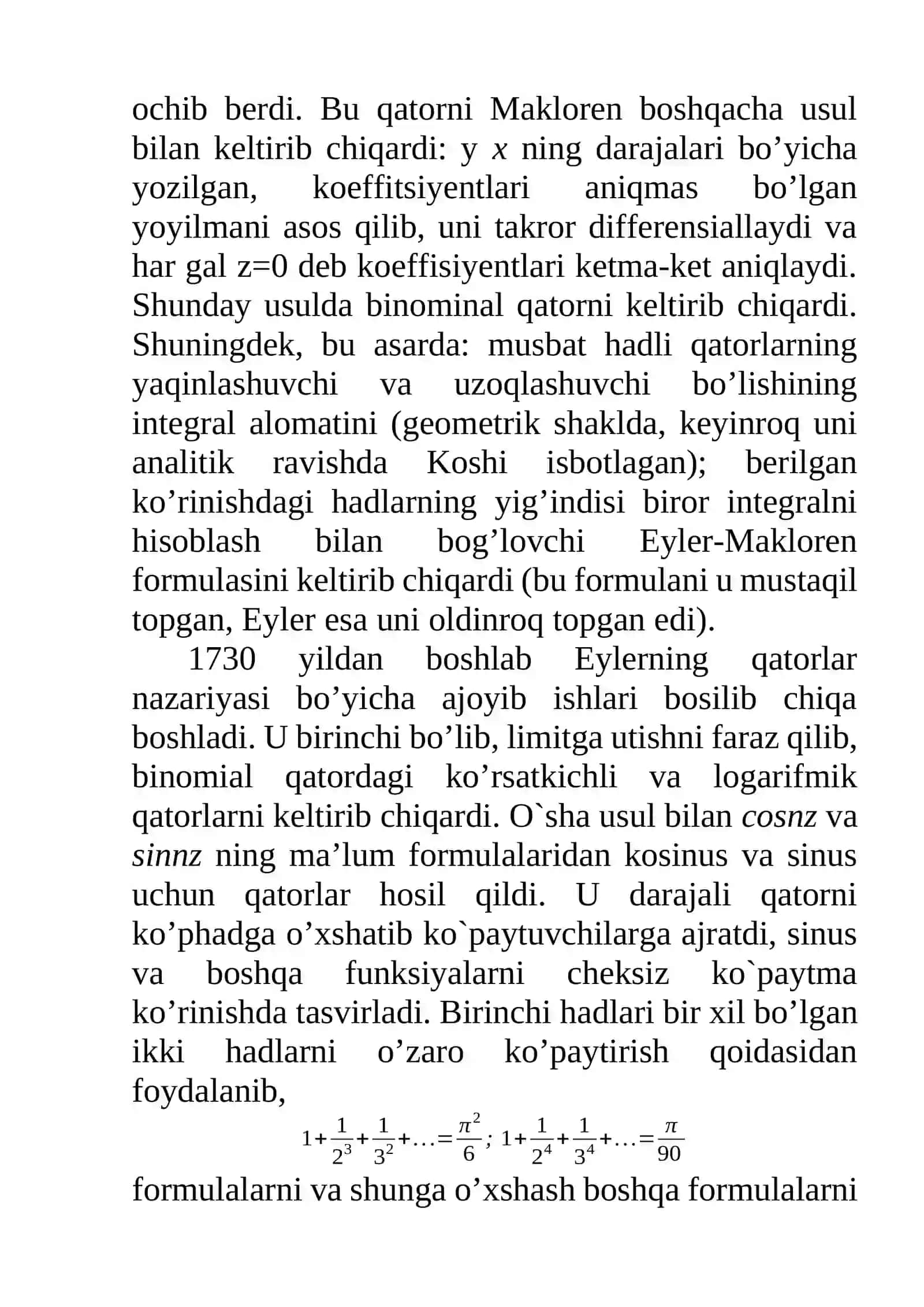 Cheksiz qatorlar tarixi 4