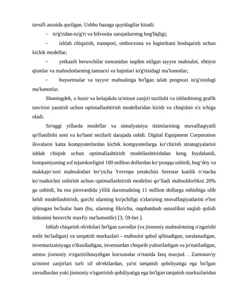 Logistika tizimida transport-ishlab chiqarishni modellashtirish usullari 4