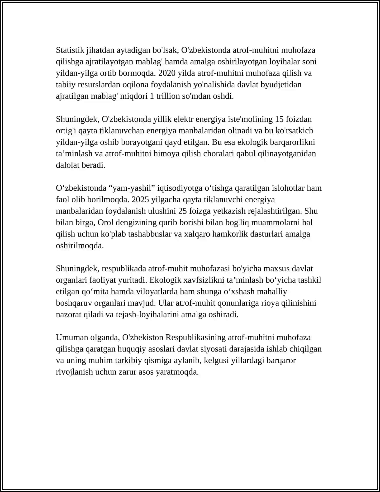 OʻZBEKISTONDA TABIATNI MUHOFAZA QILISH 4